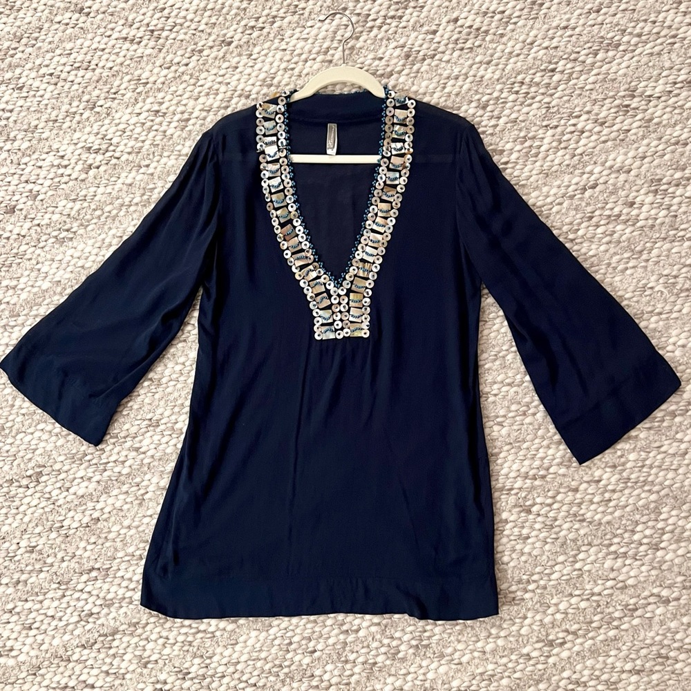 Hermanny by Vix Beaded Navy Coverup